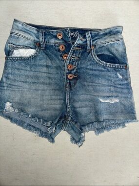 Womens Size 0 Rewash High-Rise Distressed Denim Shorts - Light Blue